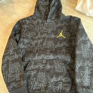 Jordan Black and Gray Hoodie with Gold Logo